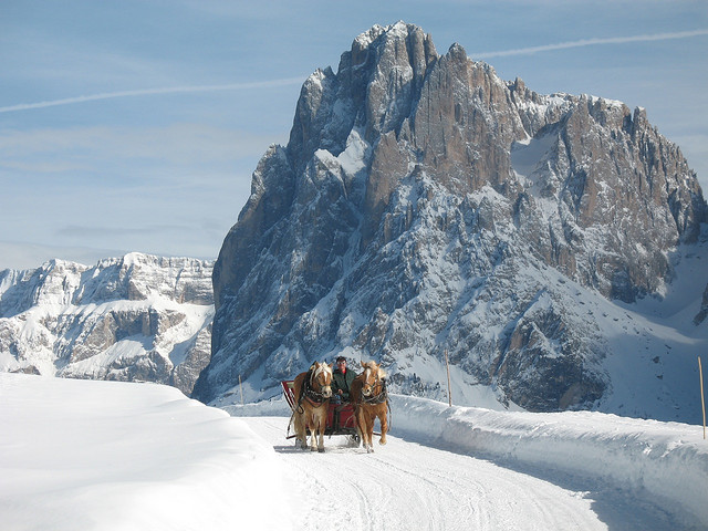 Slitta trainata da cavalli