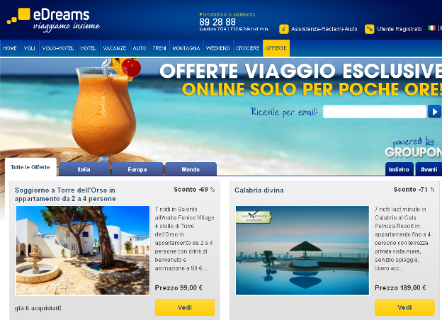 Offerte viaggi Groupon su eDreams