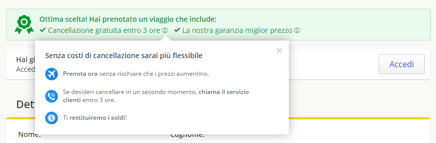 cancellazione gratuita