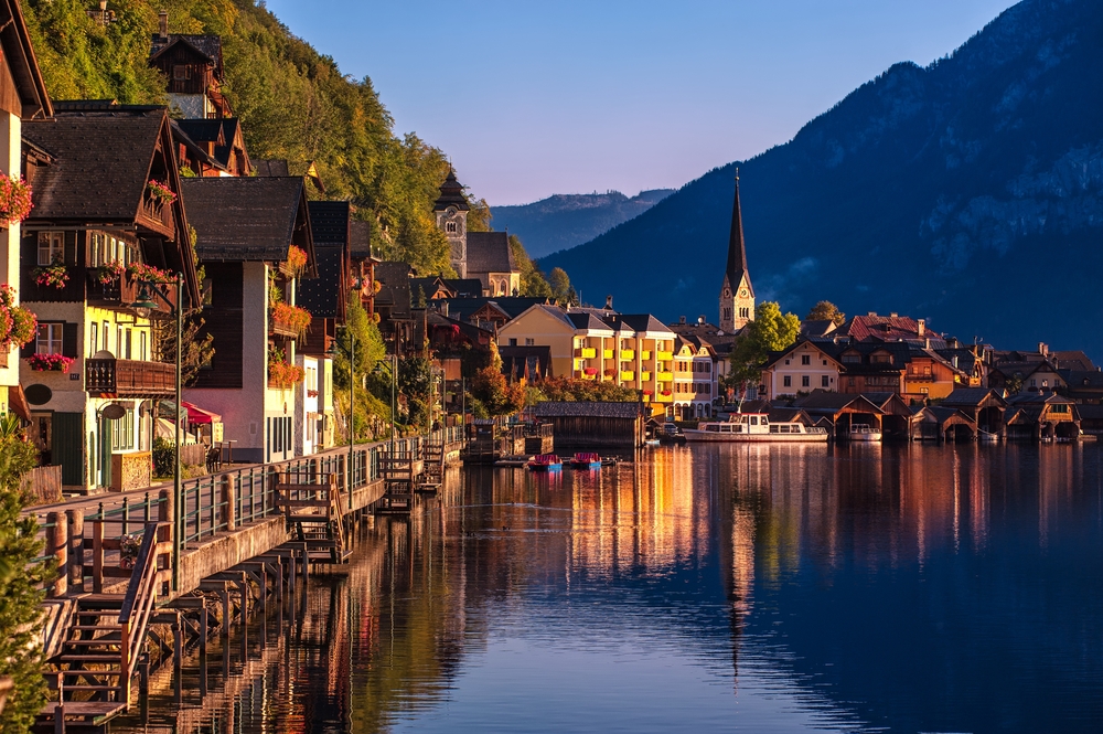 Hallstatt panorama villaggio Austria