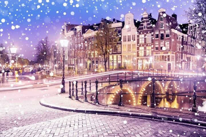 Nevicata ad Amsterdam in inverno