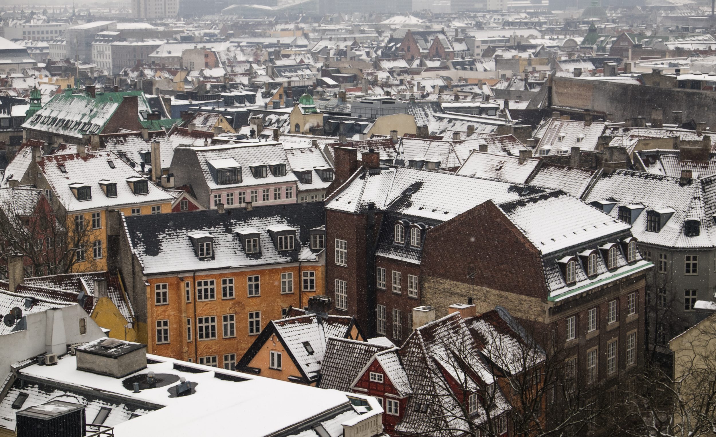 Tetti innevati Copenaghen, Danimarca