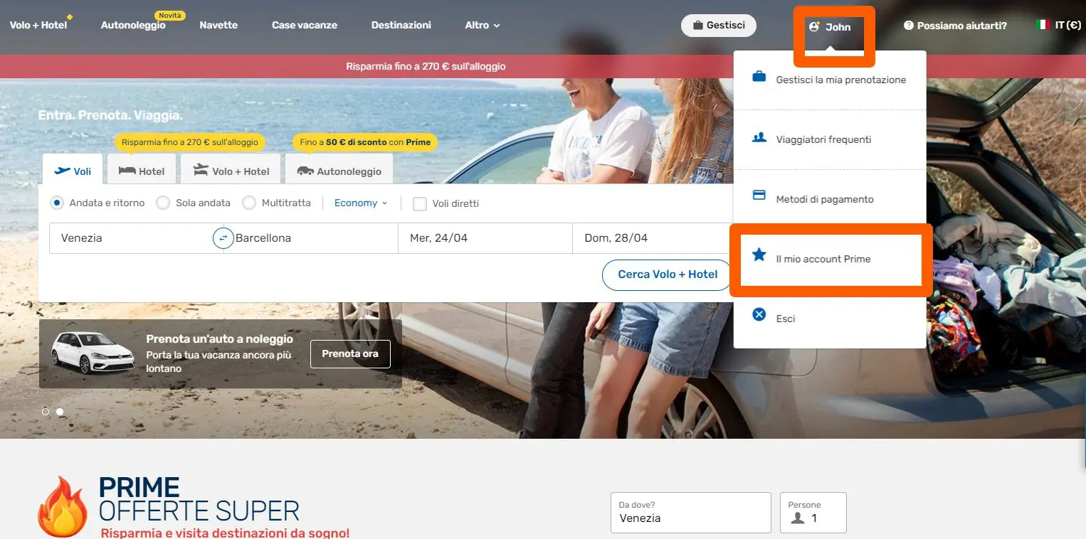 eDreams Prime Il mio account Il mio Prime
