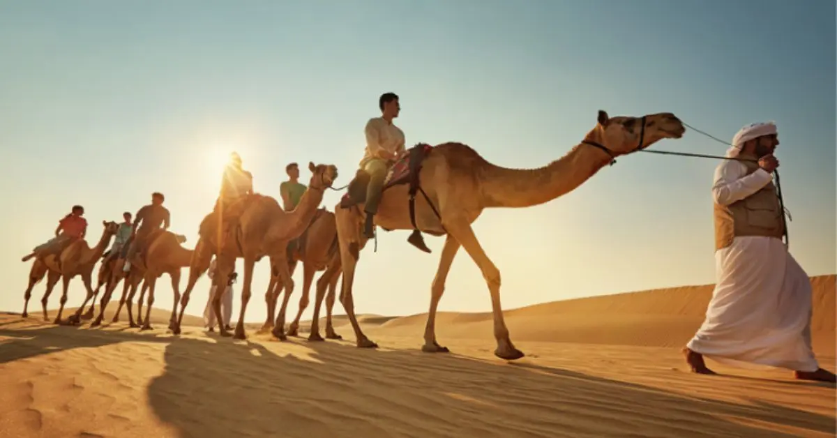 Famiglia sul deserto di Abu Dhabi