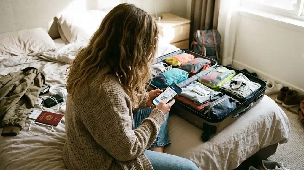 Passeggero che utilizza l'app di eDreams per effettuare il check-in del proprio volo Iberia   